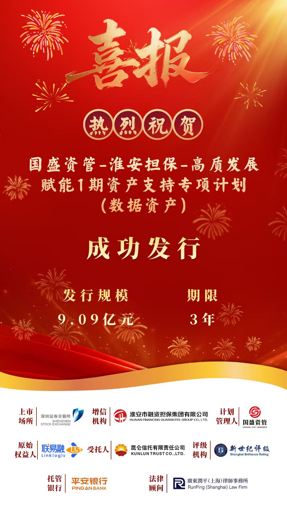 淮安担保集团增信首单数据资产abs成功发行