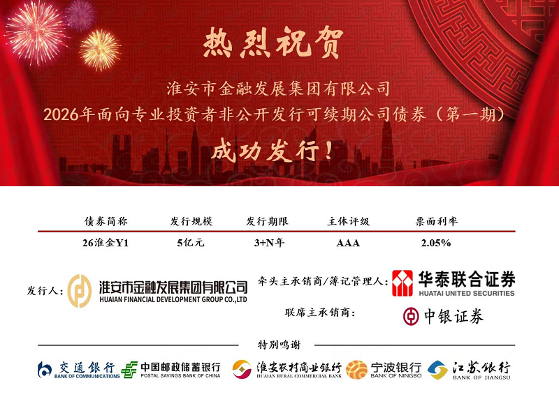 淮安市金融发展集团成功发行5亿元可续期公...